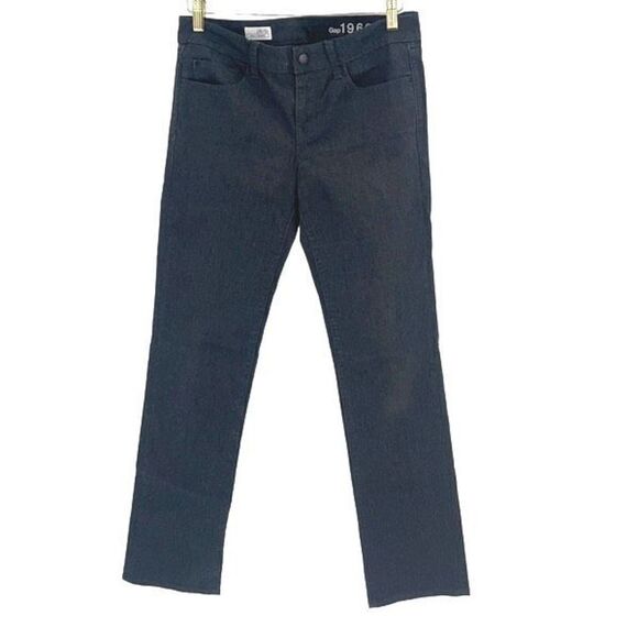 Gap‎ 1969 Womens Stretch Dark Wash Real Straight Denim Jeans Black Size 28 - Picture 1 of 10